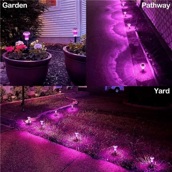 Halloween Solar Lights Outdoor 8 Pack Hot Pink Solar Pathway Lights Outdoor - Picture 5 of 7